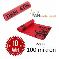 Tıbbi Atık Torbası Kalın Rulo 10 adetlik 55x65 - 1