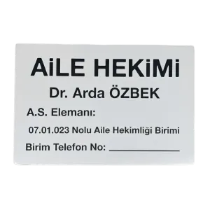 Hekim İç Tabela Dr. İsimliği Tabelası
