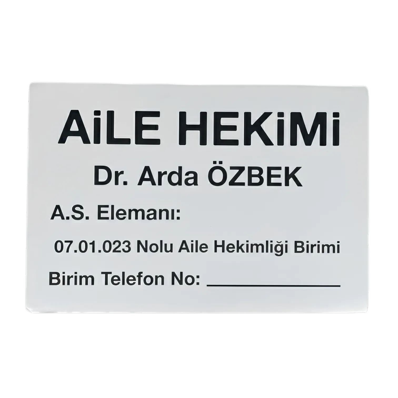 Hekim İç Tabela Dr. İsimliği Tabelası