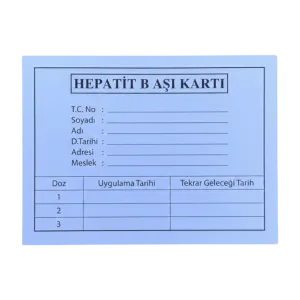Hepatit B Aşı Kartı 100'lük