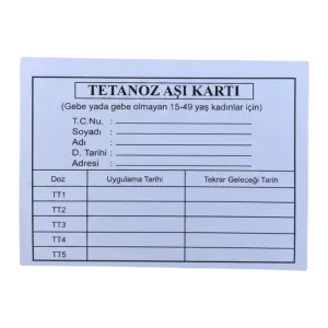 Tetanoz Aşı Kartı 100'lük