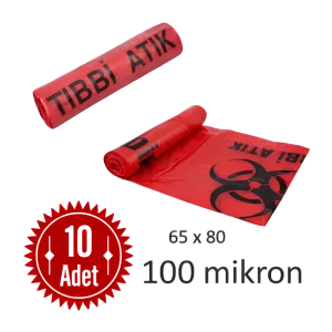 Tıbbi Atık Torbası 65x80 Büyük Boy 10'lu