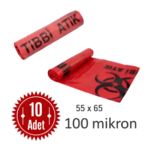 Tıbbi Atık Torbası Kalın Rulo 10 adetlik 55x65