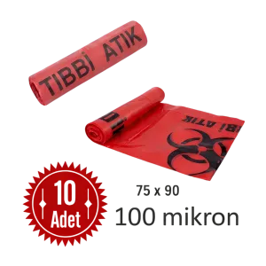 Tıbbi Atık Torbası Kalın Rulo 10 Adetlik 75x90
