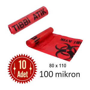 Tıbbi Atık Torbası Kalın Rulo 10 Adetlik 80x110